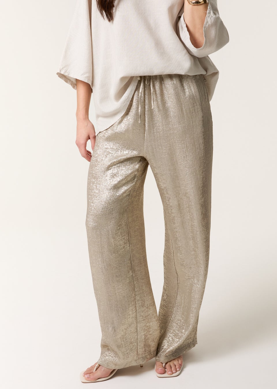 Blue Vanilla Champagne Shimmer Wide Leg Trouser