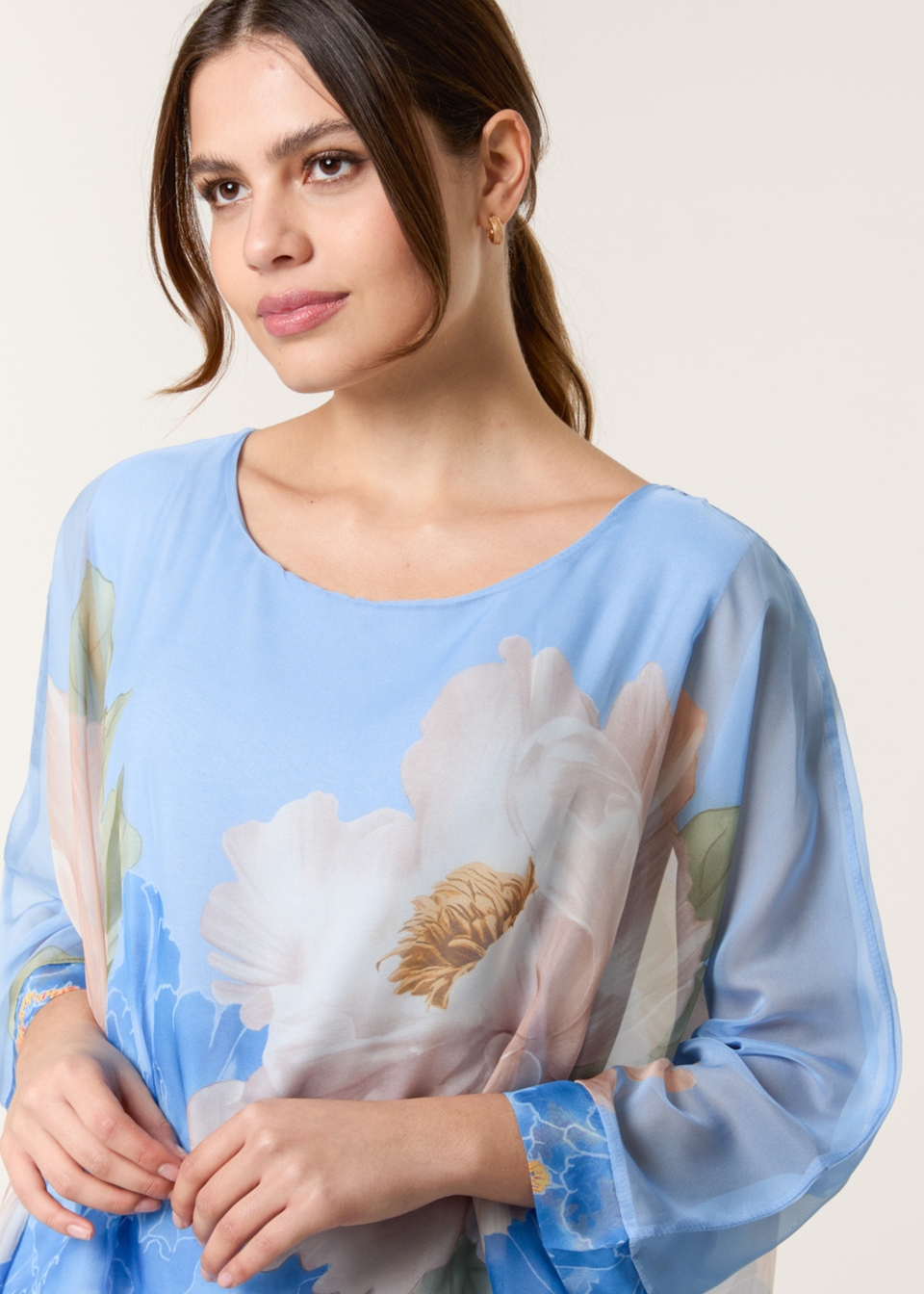 Blue Vanilla Silk Like Floaty Top
