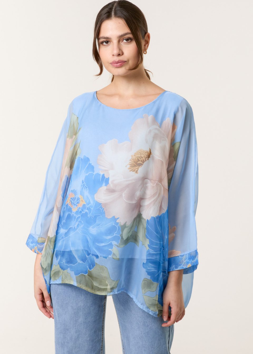Blue Vanilla Silk Like Floaty Top