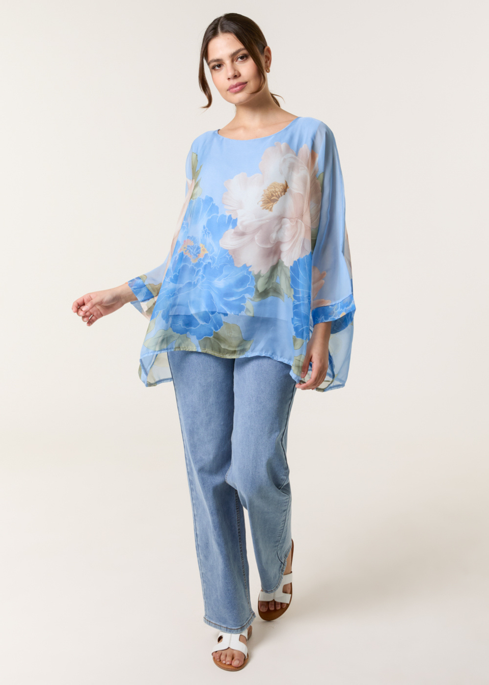 Blue Vanilla Silk Like Floaty Top