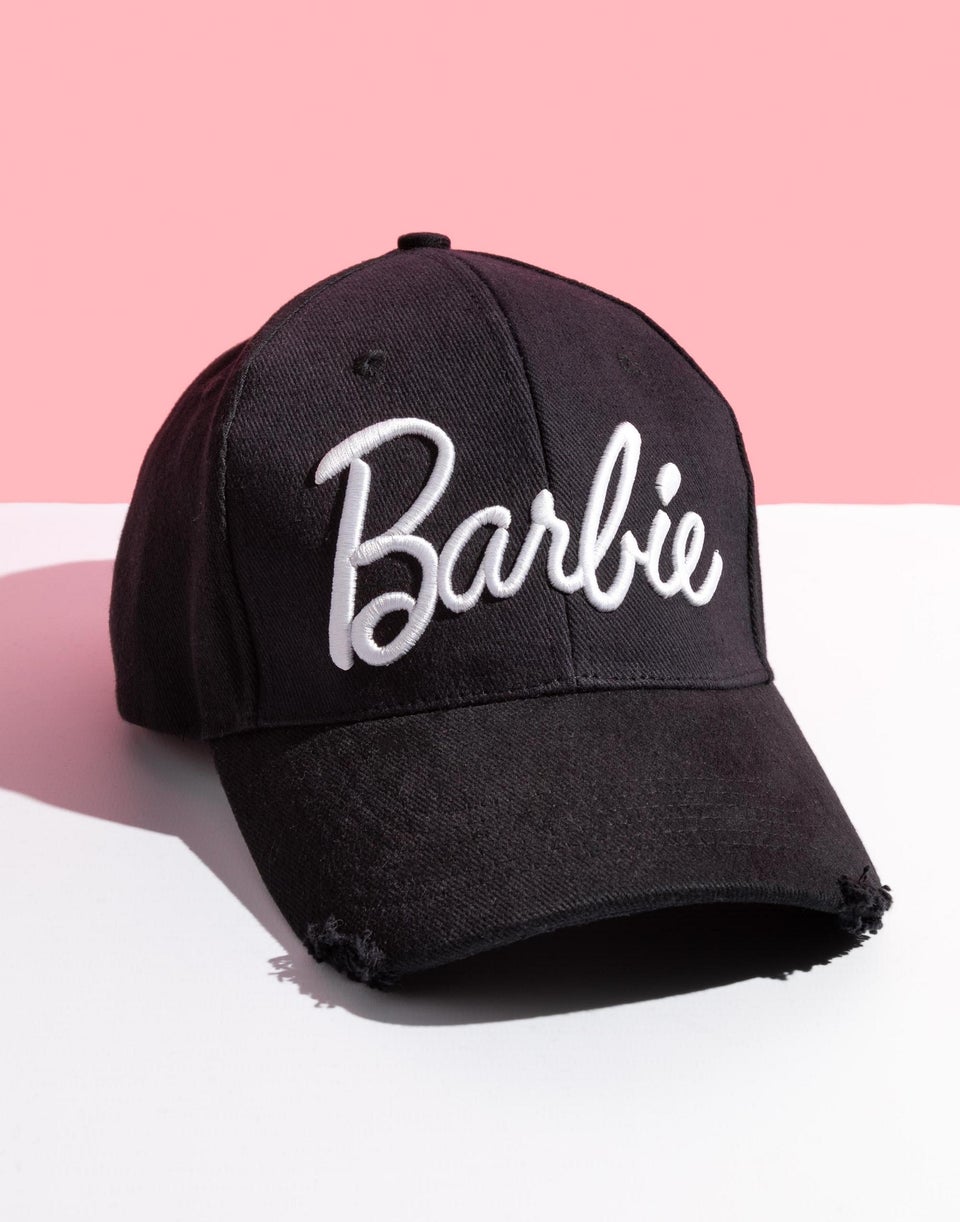 Barbie Black Logo Adjustable Curved Peak Baseball Cap