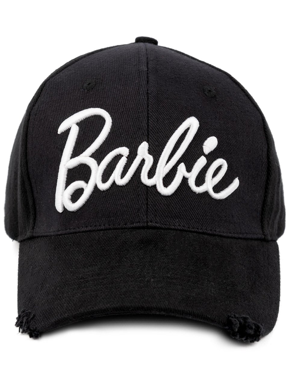 Barbie Black Logo Adjustable Curved Peak Baseball Cap