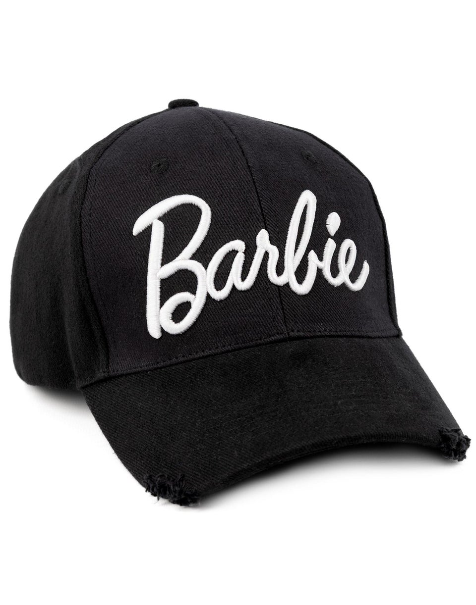 Barbie Black Logo Adjustable Curved Peak Baseball Cap