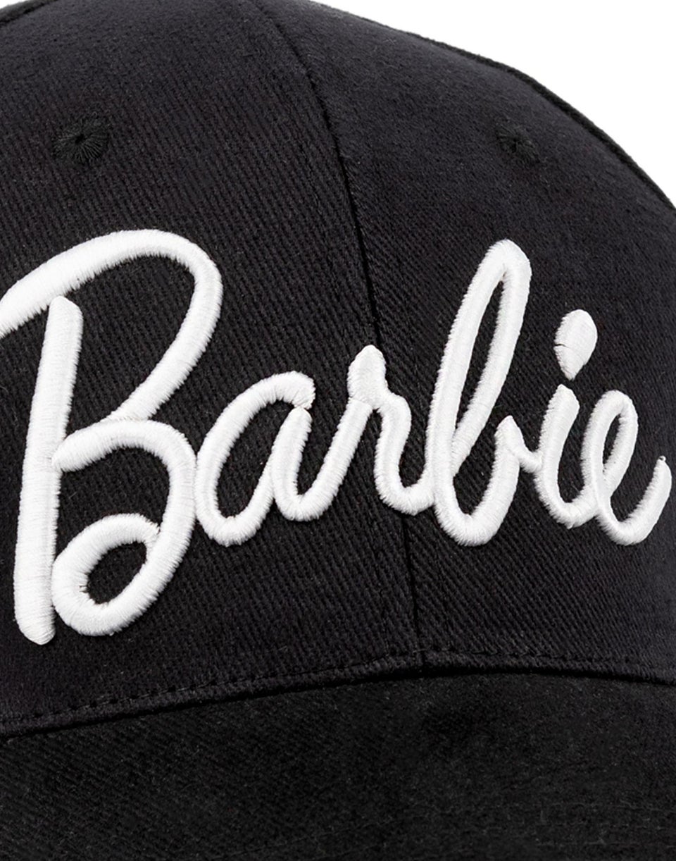 Barbie Black Logo Adjustable Curved Peak Baseball Cap
