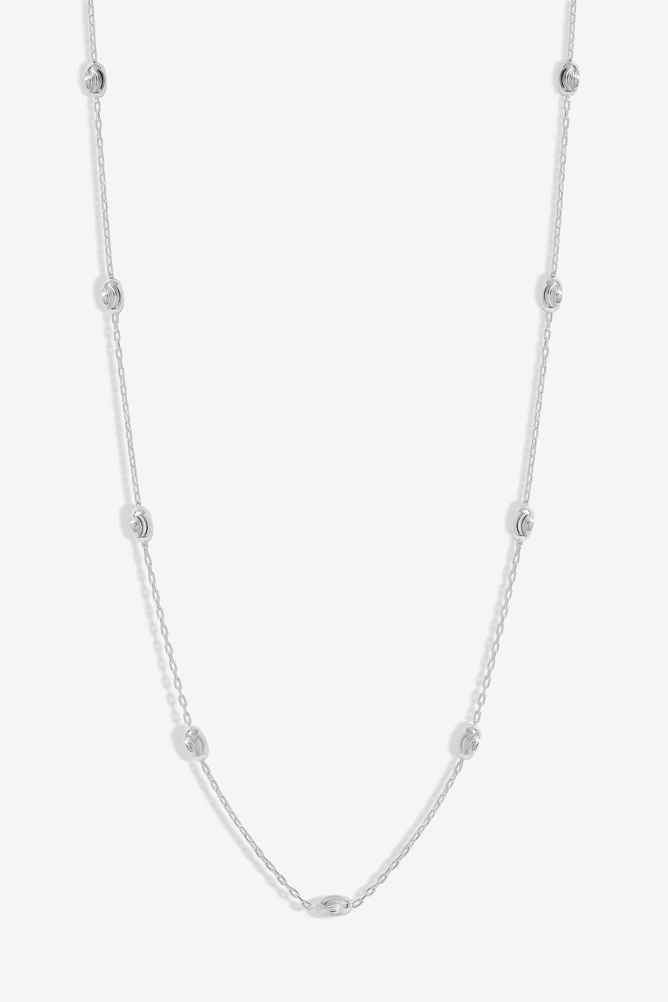 Simply Silver Sterling Silver 925 Polished Textured Nugget Chain Necklace