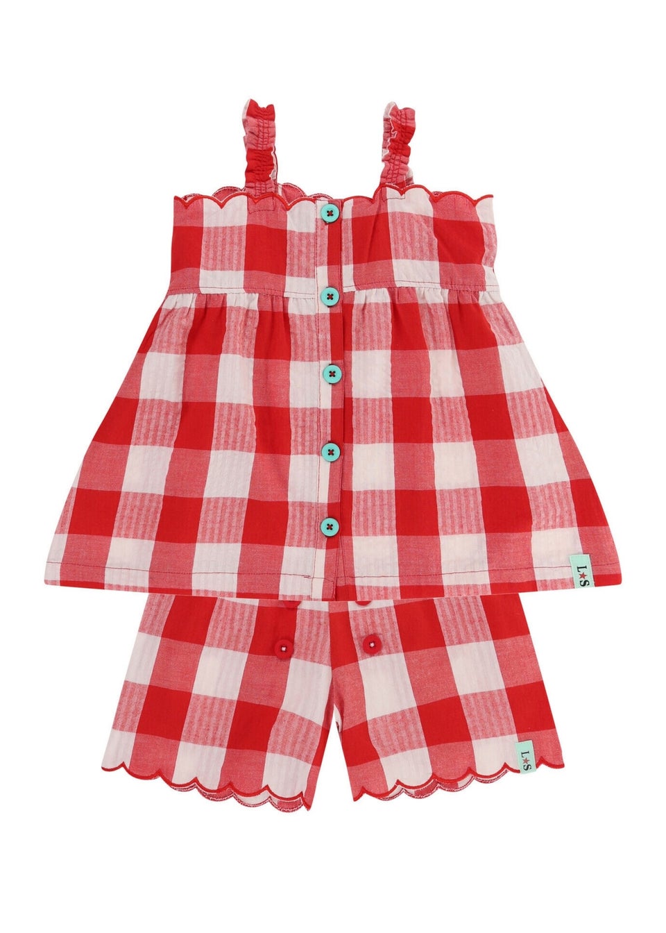 Lilly & Sid Red Gingham Print Dress & Short Set (0-8 Years)