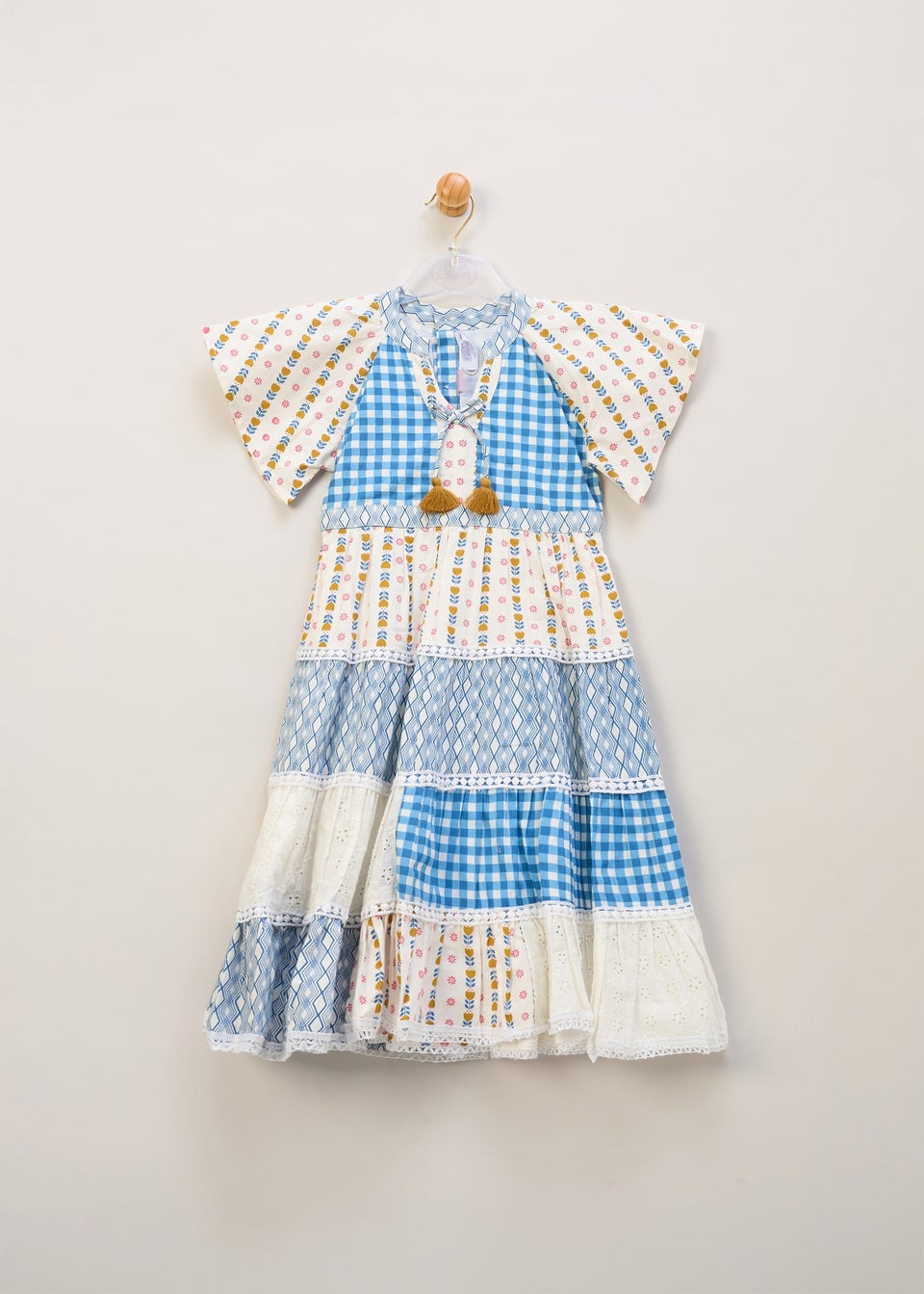 Miss Blue Printed Patch Work Summer Dress (5-7yrs)