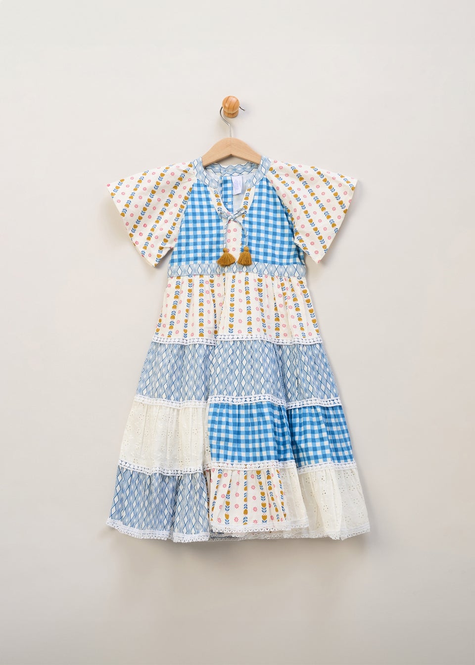 Miss Blue Printed Patch Work Summer Dress (5-7yrs)