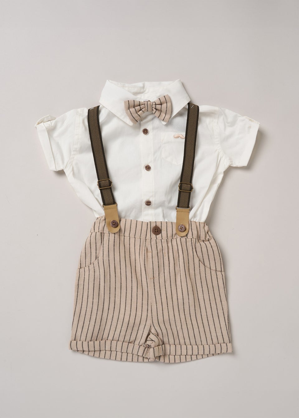 Little Gent Beige Shirt Shorts & Braces Outfit Set (2-4yrs)