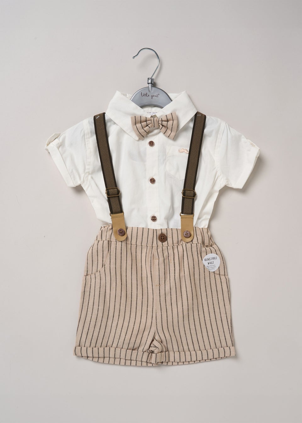 Little Gent Beige Shirt Shorts & Braces Outfit Set (2-4yrs)