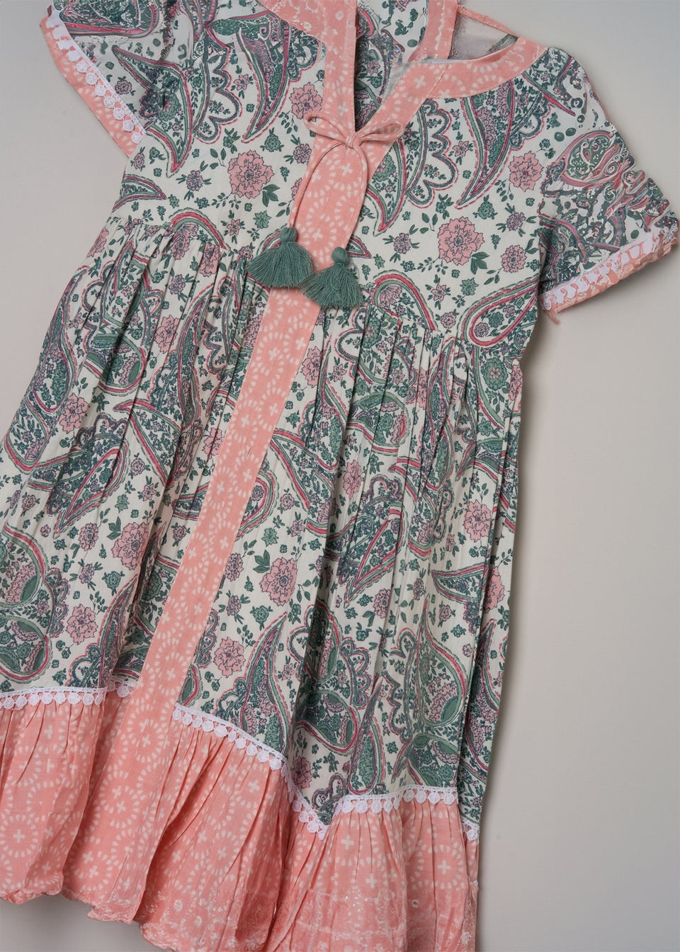 Miss Soft Pink Printed Boho Summer Dress (2-7yrs)