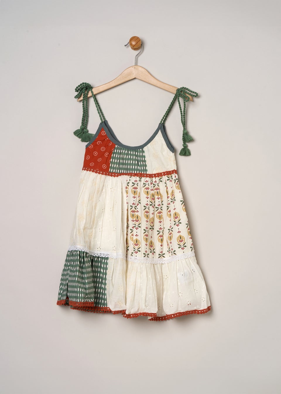 Miss Khaki Printed Patch Work Summer Dress (2-7yrs)
