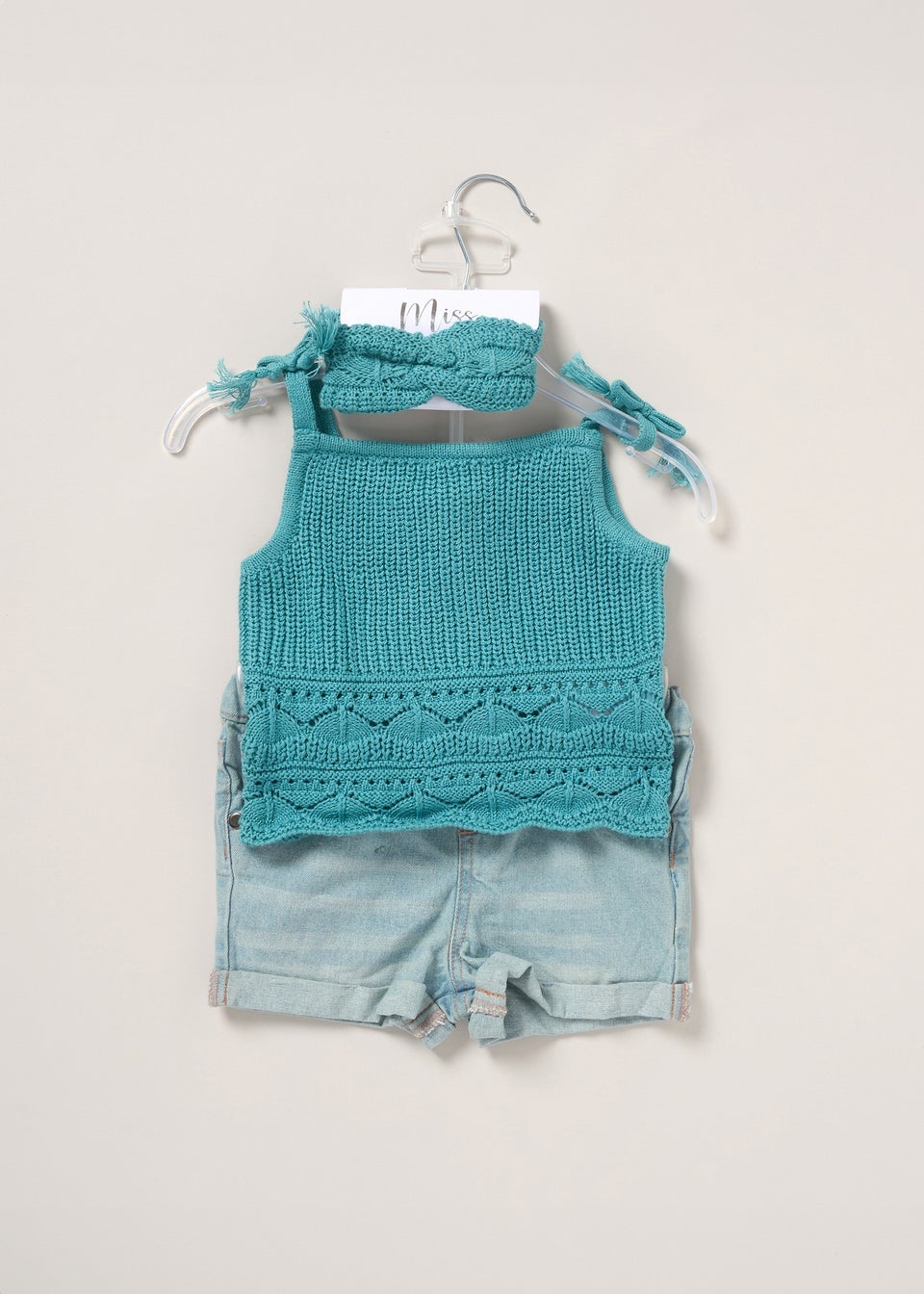 Miss Bottle Green True Knit Top Shorts & Headband Outfit Set (5-7yrs)