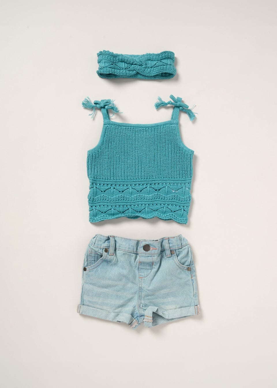 Miss Bottle Green True Knit Top Shorts & Headband Outfit Set (5-7yrs)