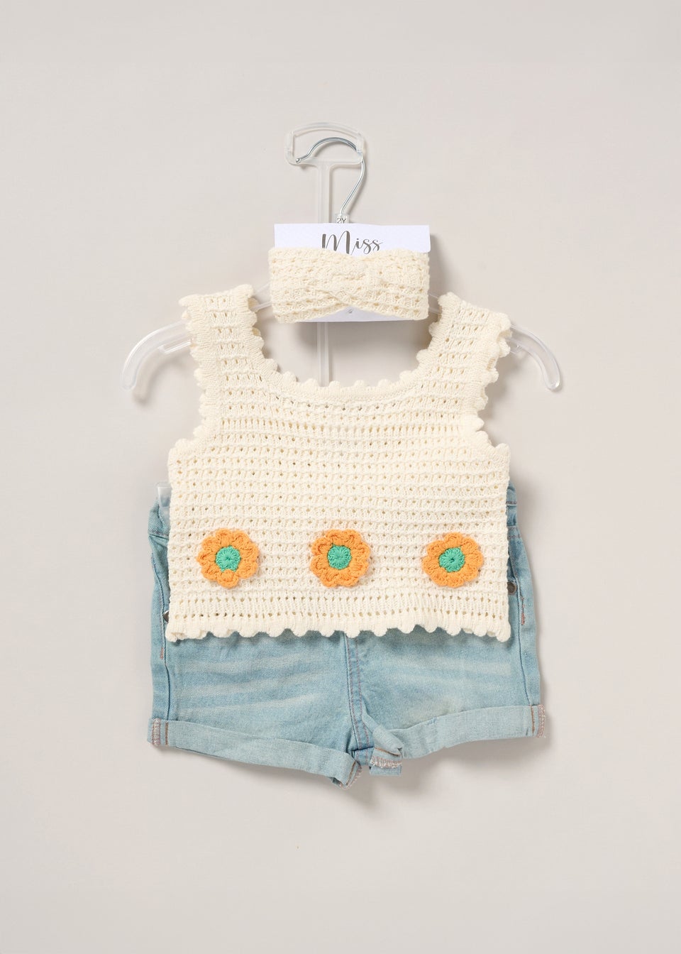 Miss Cream True Knit Top Shorts & Headband Outfit Set (2-7yrs)