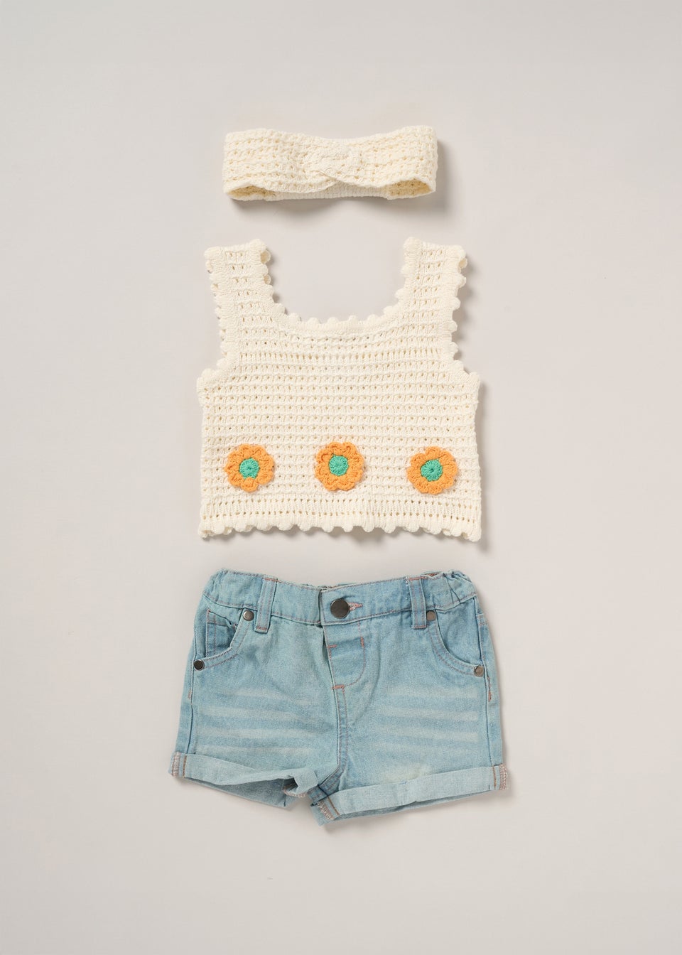 Miss Cream True Knit Top Shorts & Headband Outfit Set (2-7yrs)