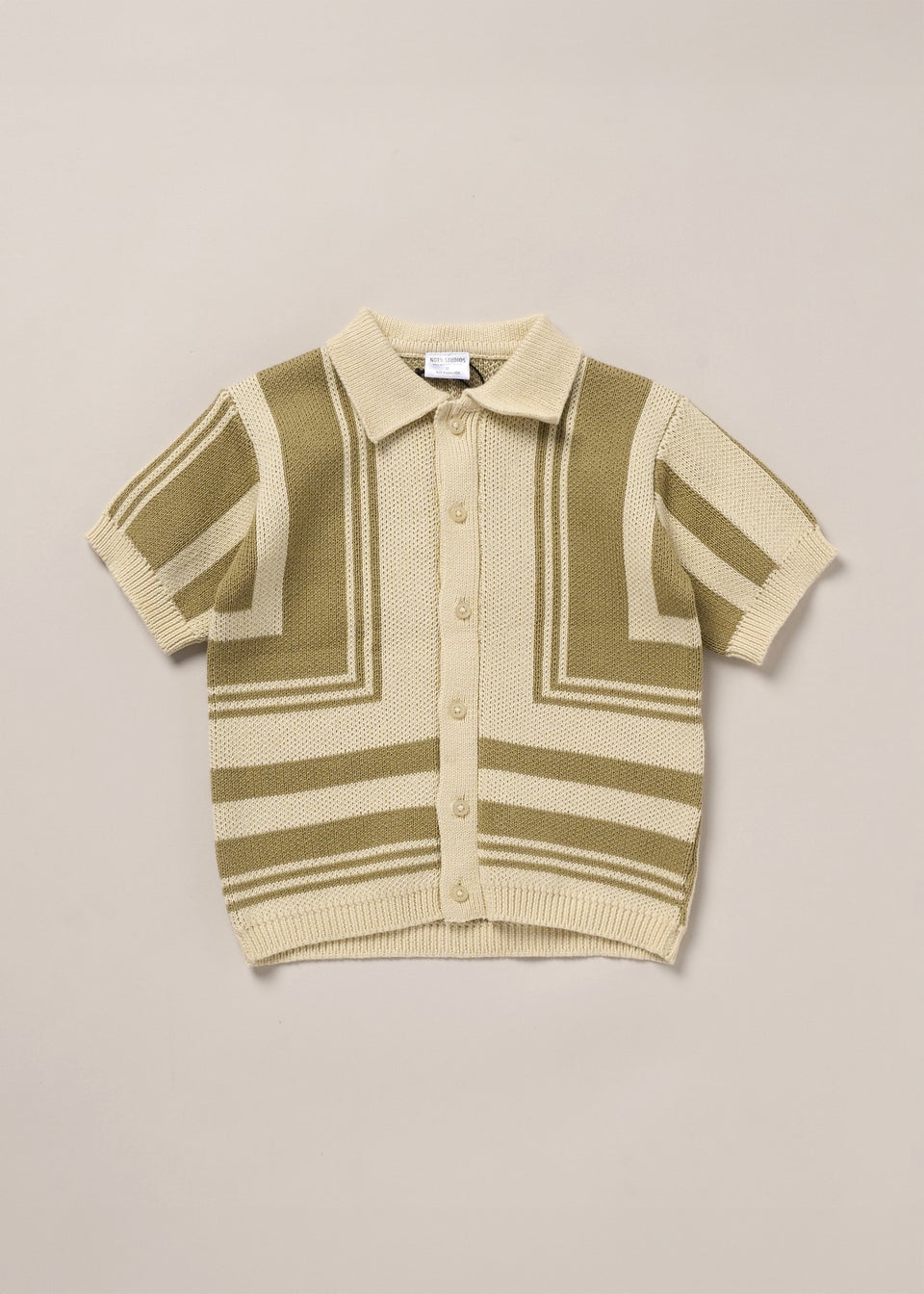 Norn Studios Khaki True Knit Patterned Polo Shirt & Pique Short Outfit Set (2-14yrs)