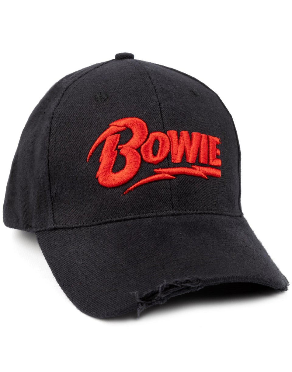 David Bowie Black Logo Adjustable Curved Peak Baseball Cap