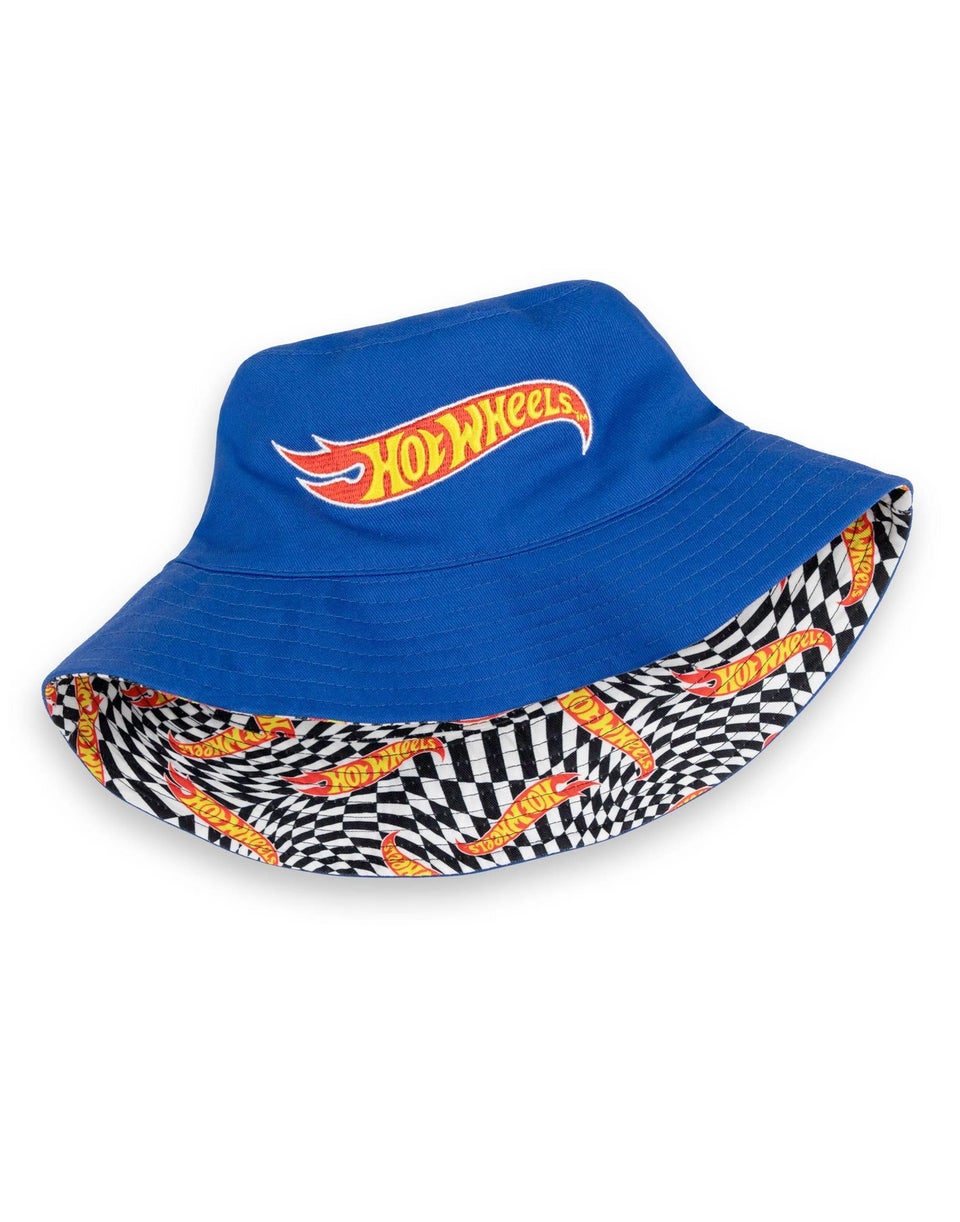 Hot Wheels Blue Logo & Checkerboard Reversible Bucket Hat