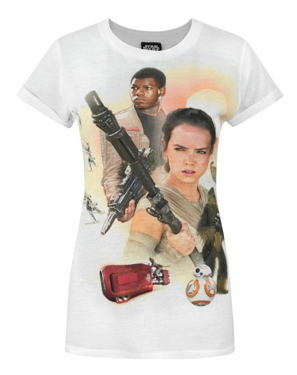 Star Wars White Rey Finn BB 8 Force Awakens T Shirt