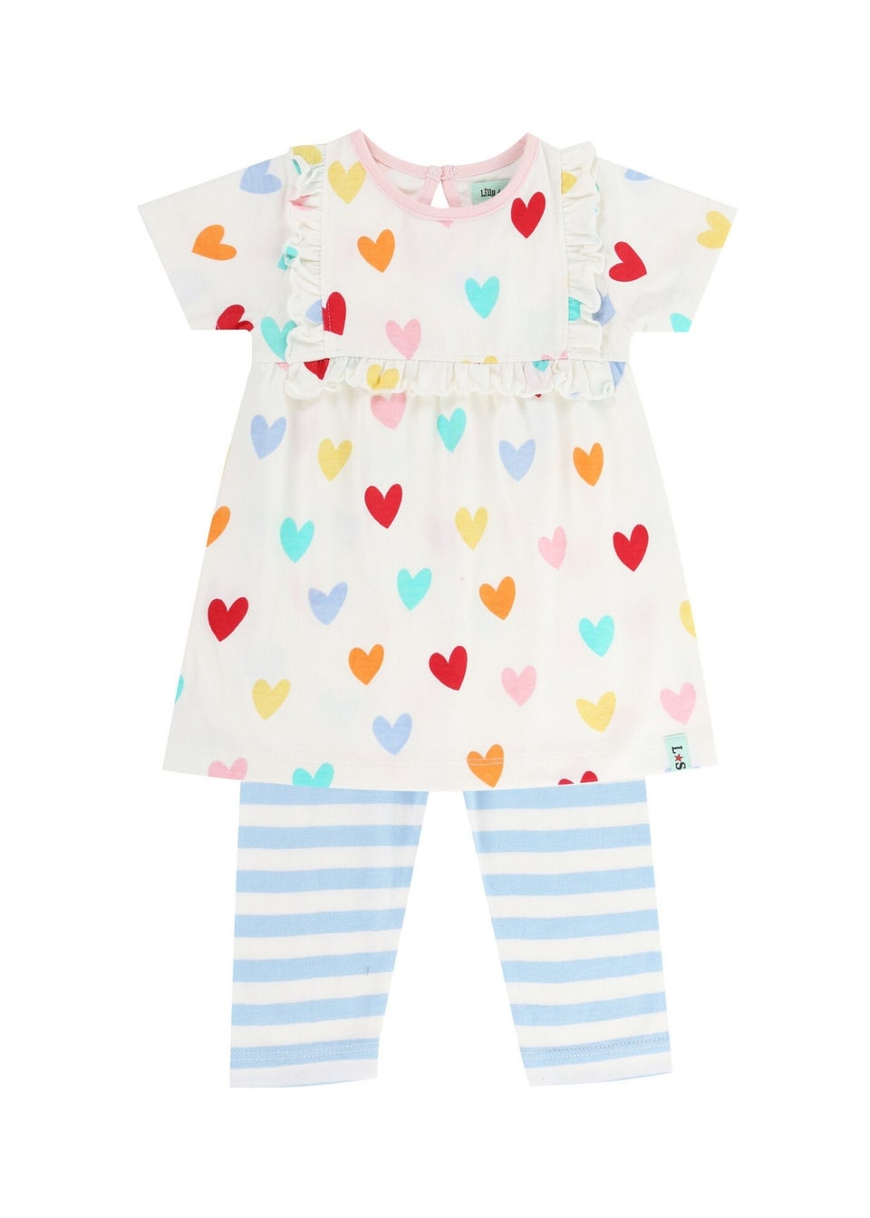 Lilly & Sid Multicoloured Heart Print Dress & Legging Set (0- 24 Months)