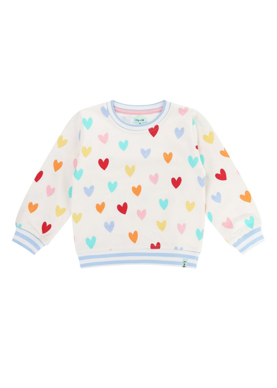 Lilly & Sid Multi White Heart Print Sweatshirt (0-8 Years)