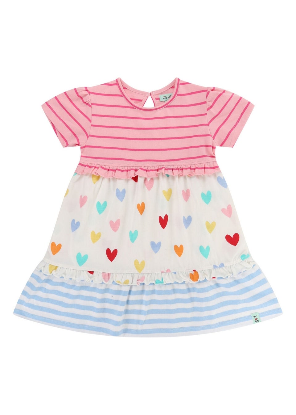 Lilly & Sid Multicoloured Heart & Stripe Print Dress (0-8 Years)