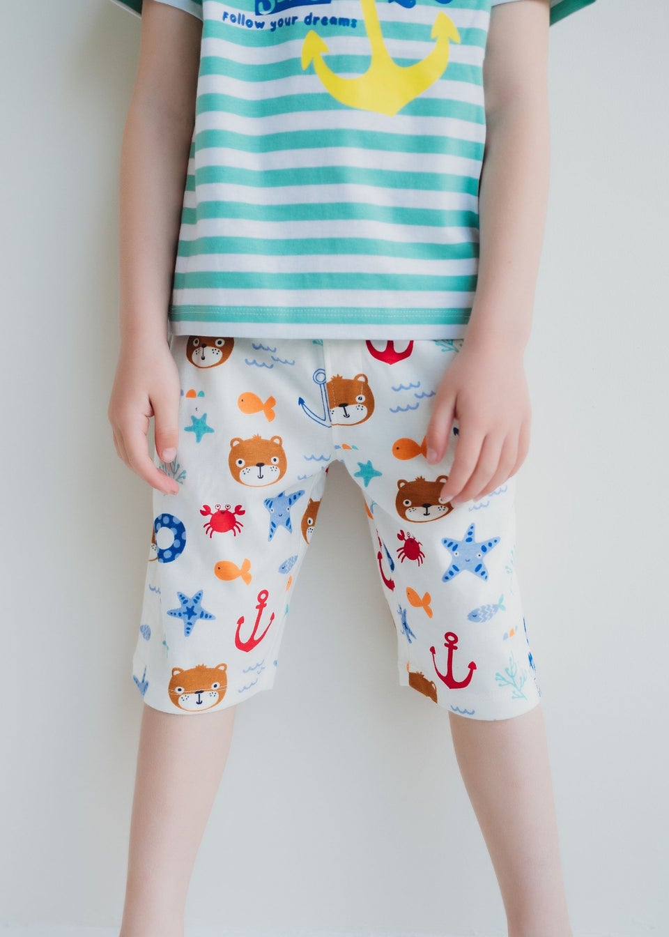 Lilly & Sid Multi Coloured 2 Pack Nautical & Stripe Print Shorts (0-7 Years)