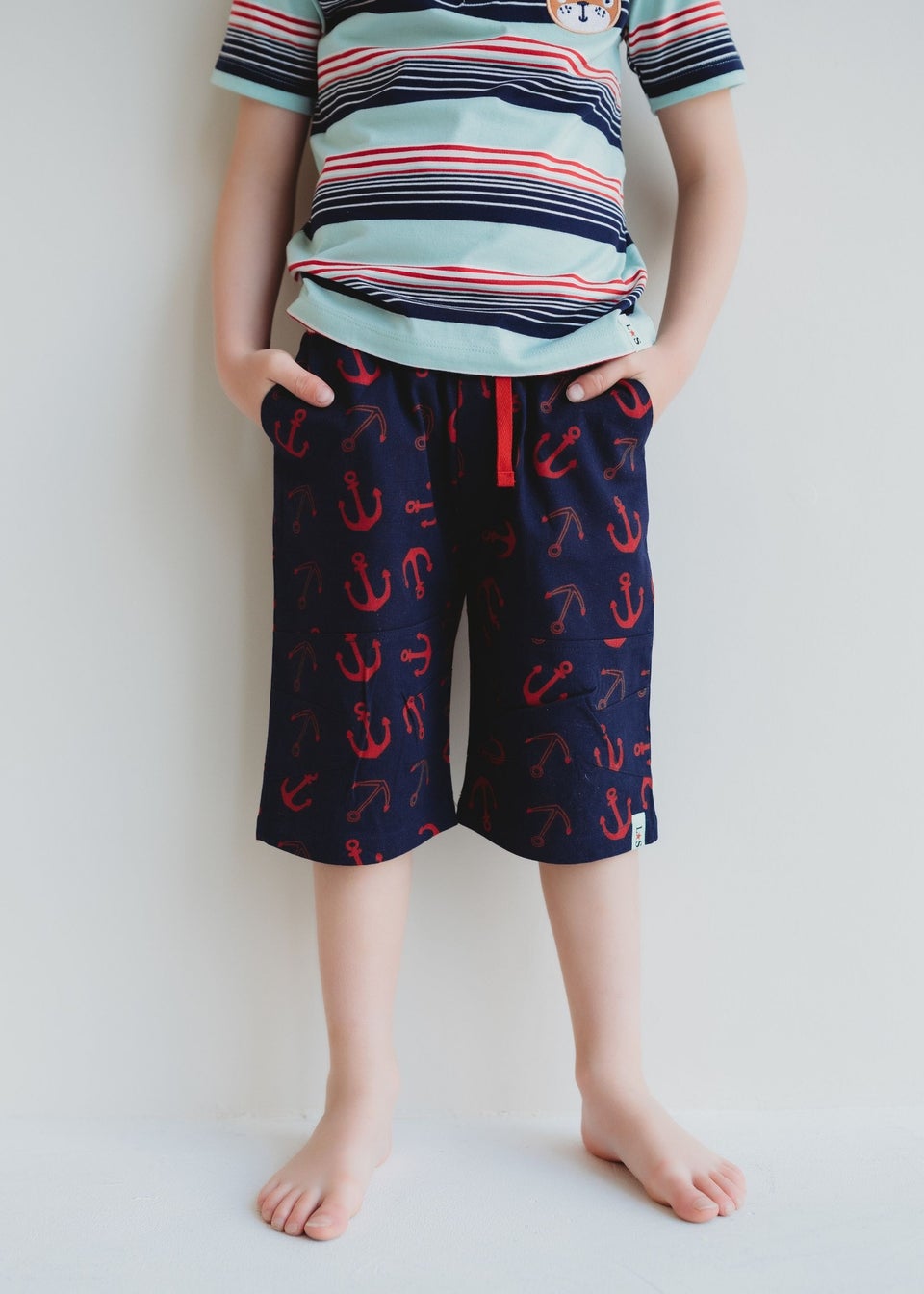 Lilly & Sid Navy Anchor Print Shorts (24 Months- 8 Years)