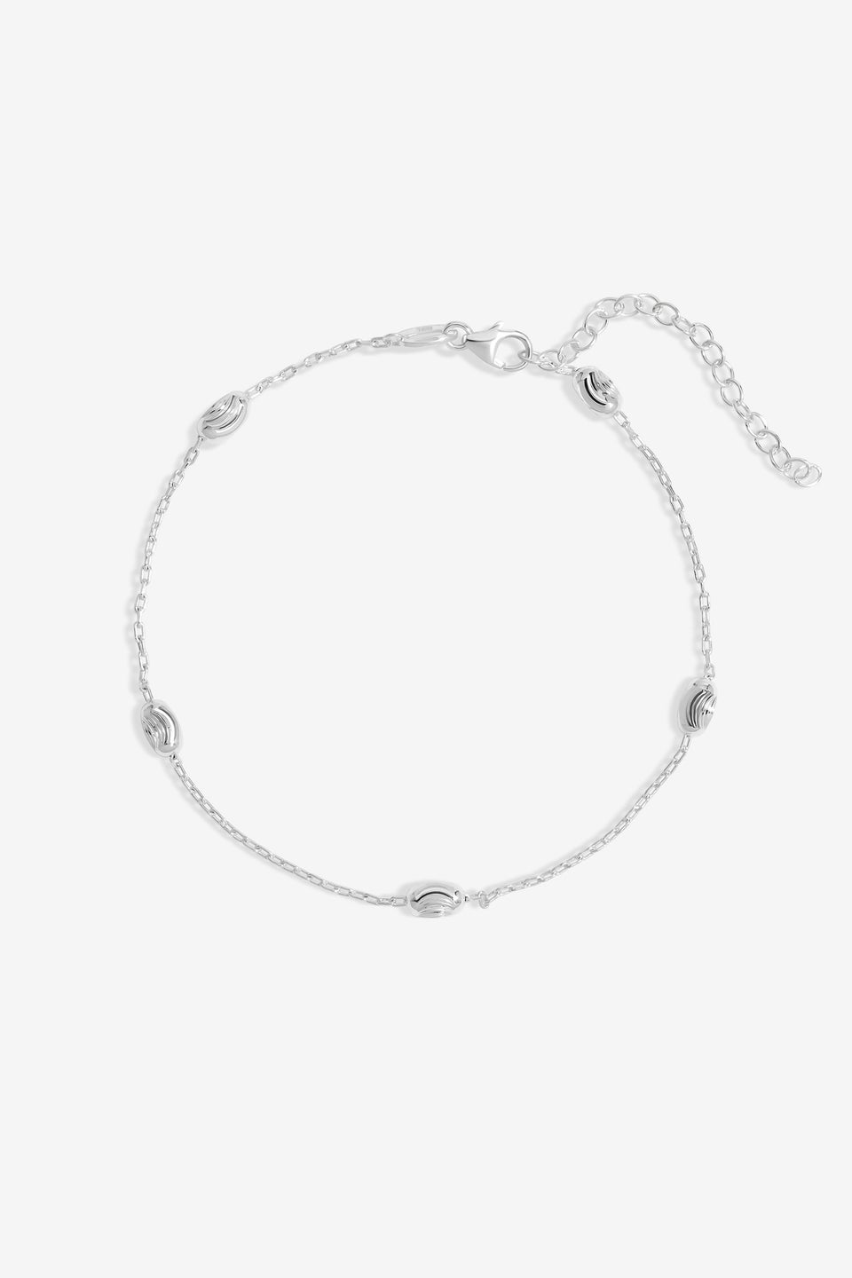 Simply Silver Sterling Silver 925 Polished Textured Nugget Chain Bracelet