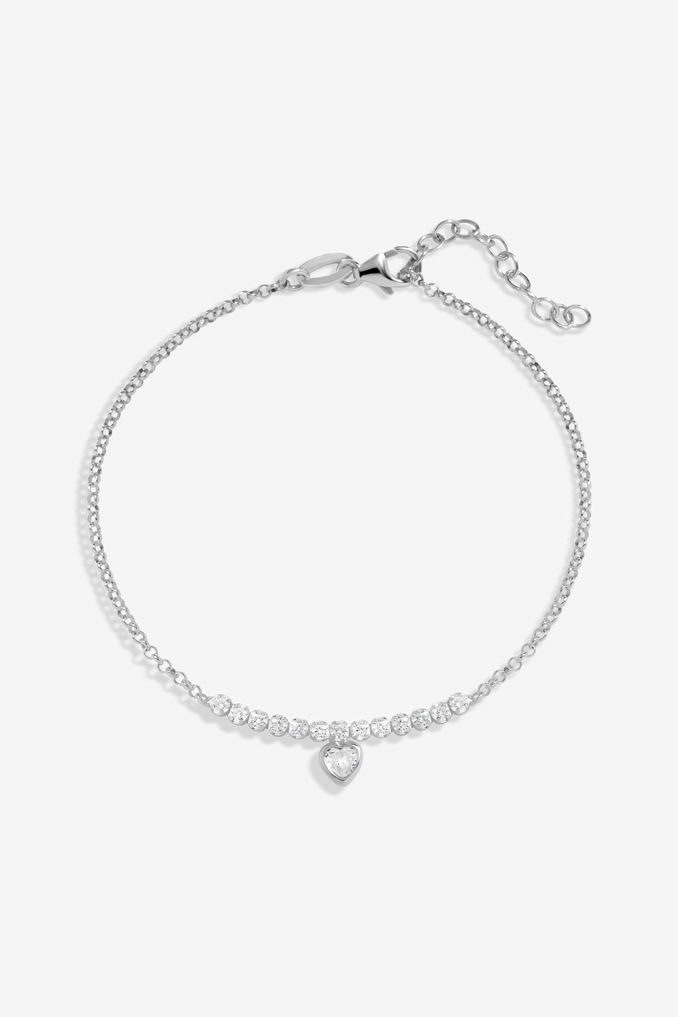 Simply Silver Sterling Silver 925 Cubic Zirconia Mini Tennis Heart Bracelet