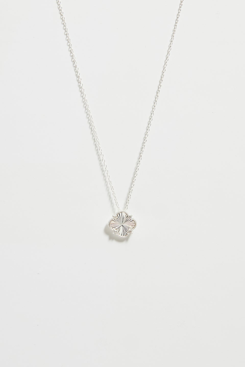 Simply Silver Sterling Silver 925 Cubic Zirconia Diamond Cut Clover Pendant