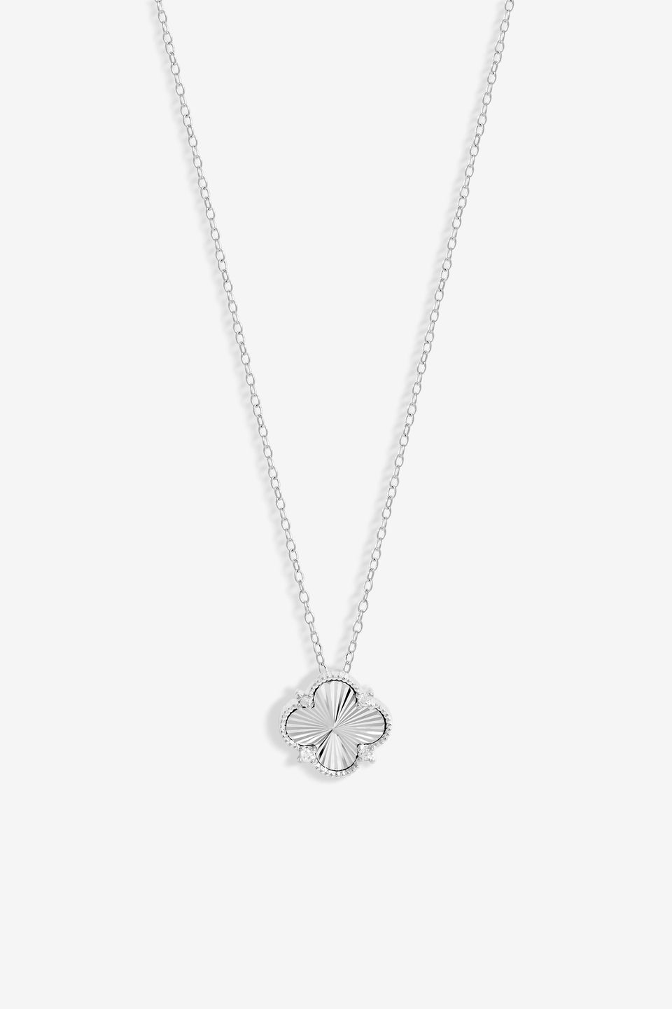 Simply Silver Sterling Silver 925 Cubic Zirconia Diamond Cut Clover Pendant