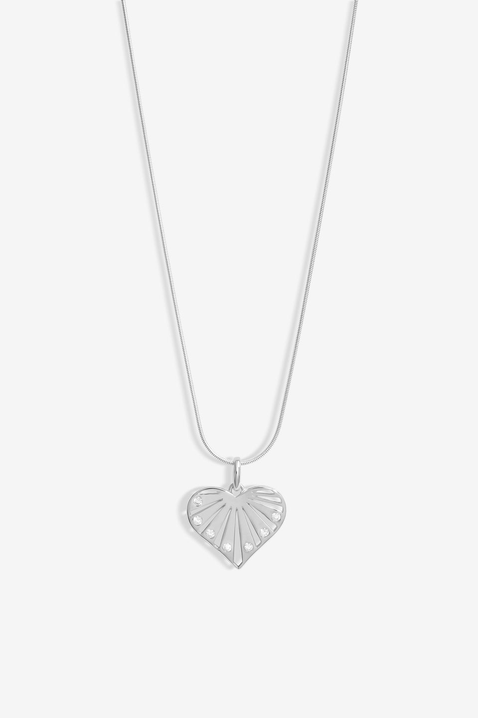 Simply Silver Sterling Silver 925 Cubic Zirconia Cut Out Heart Pendant