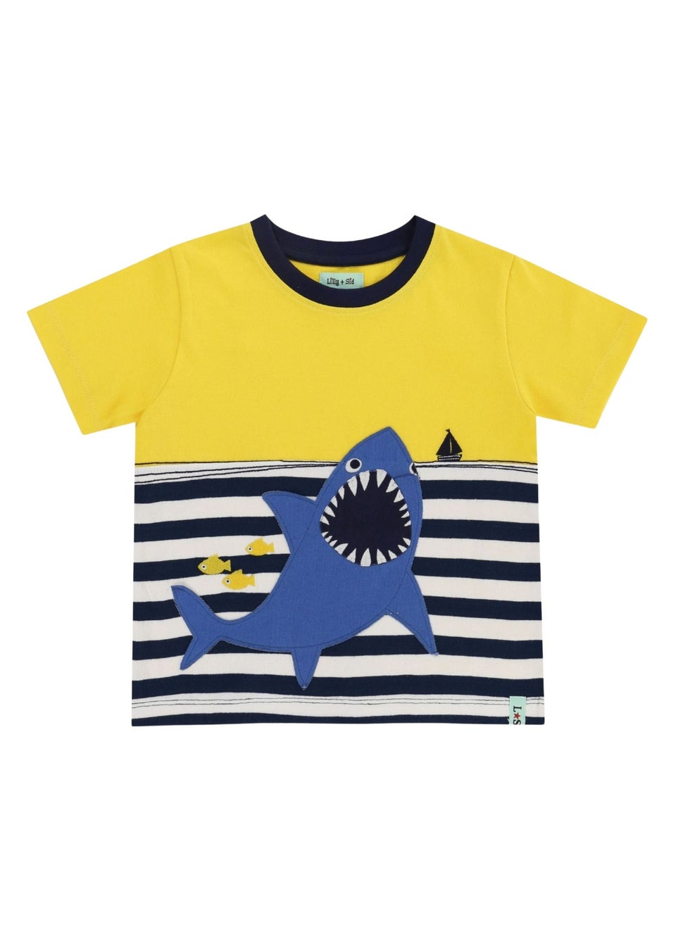 Lilly & Sid Multicoloured Shark In The Sea Applique T-Shirt (0-8 Years)