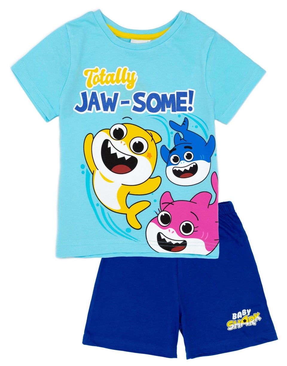 Baby Shark Kids Blue Shortie Pyjamas (12 Months-5 Years)
