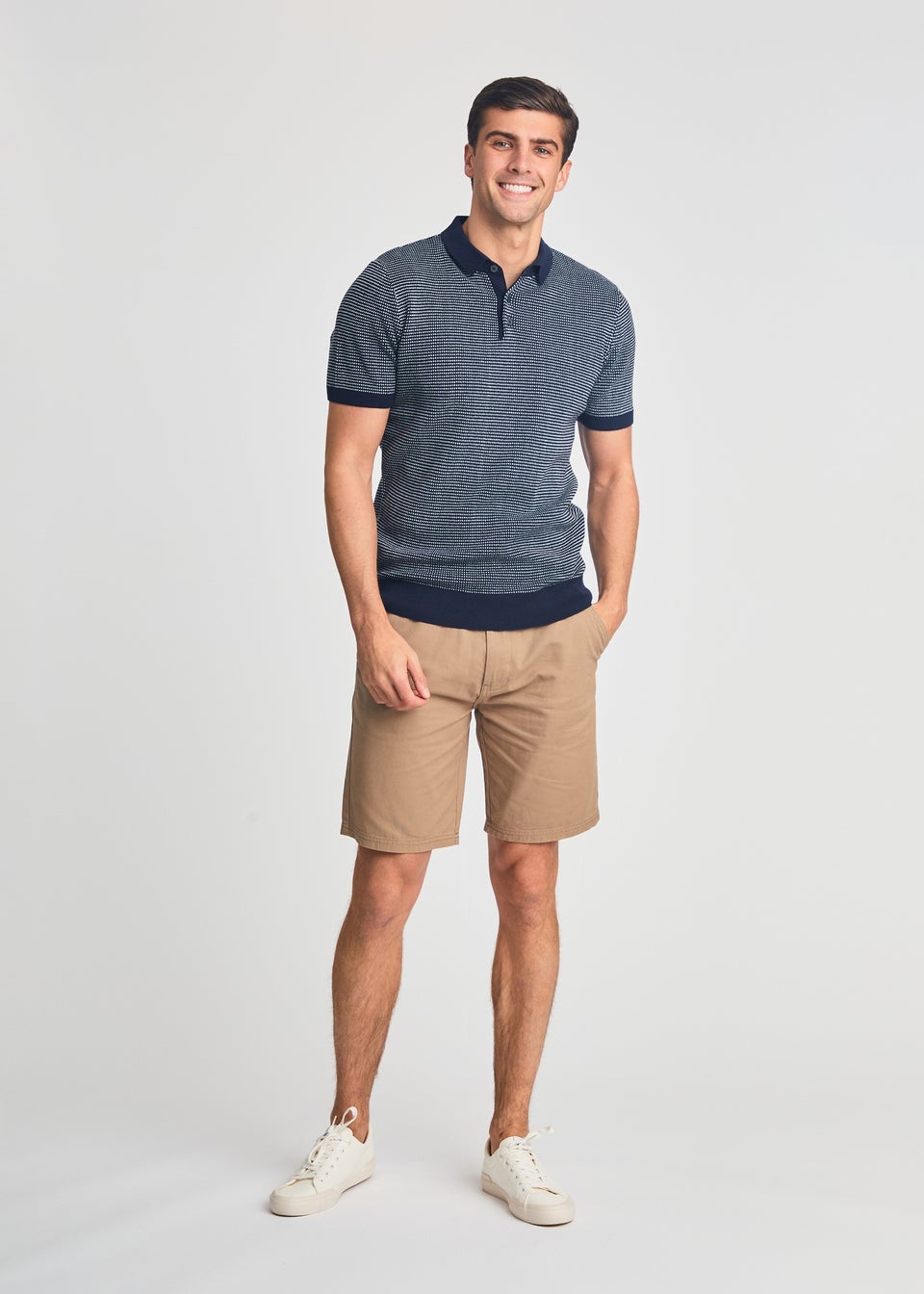 Kensington Eastside Navy Cotton Short Sleeve Button Up Polo Shirt