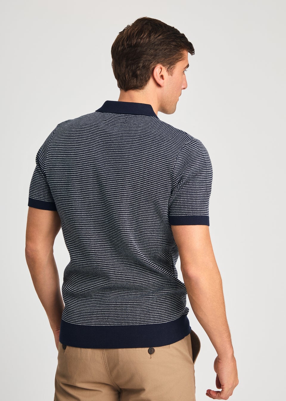 Kensington Eastside Navy Cotton Short Sleeve Button Up Polo Shirt