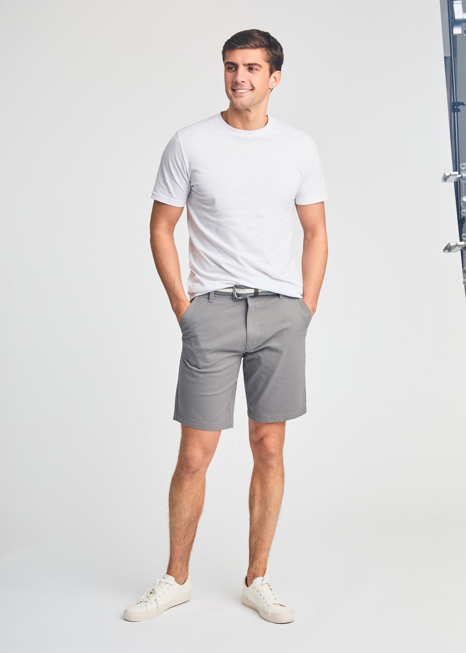 Tokyo Laundry Grey Cotton Chino Short With Belt