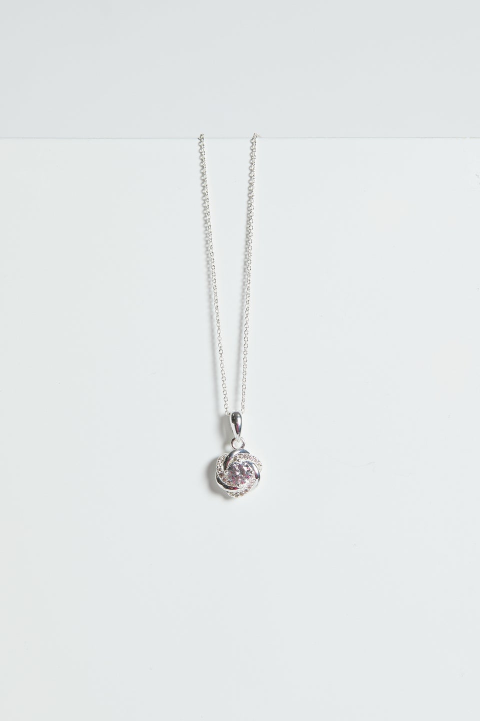 Simply Silver Sterling Silver 925 Cubic Zirconia Twist Halo Pendant