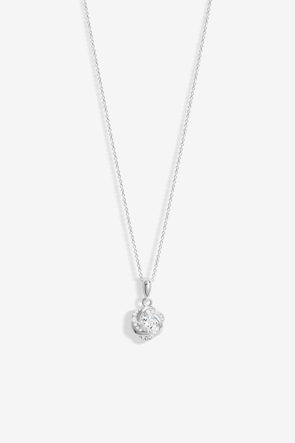 Simply Silver Sterling Silver 925 Cubic Zirconia Twist Halo Pendant