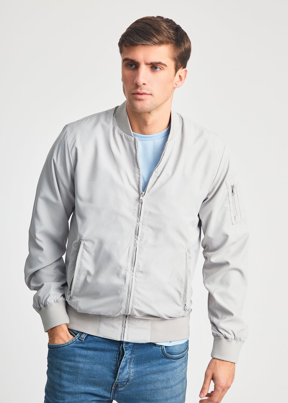 French Connection Light Grey MA1 Technical Bomber Jacket