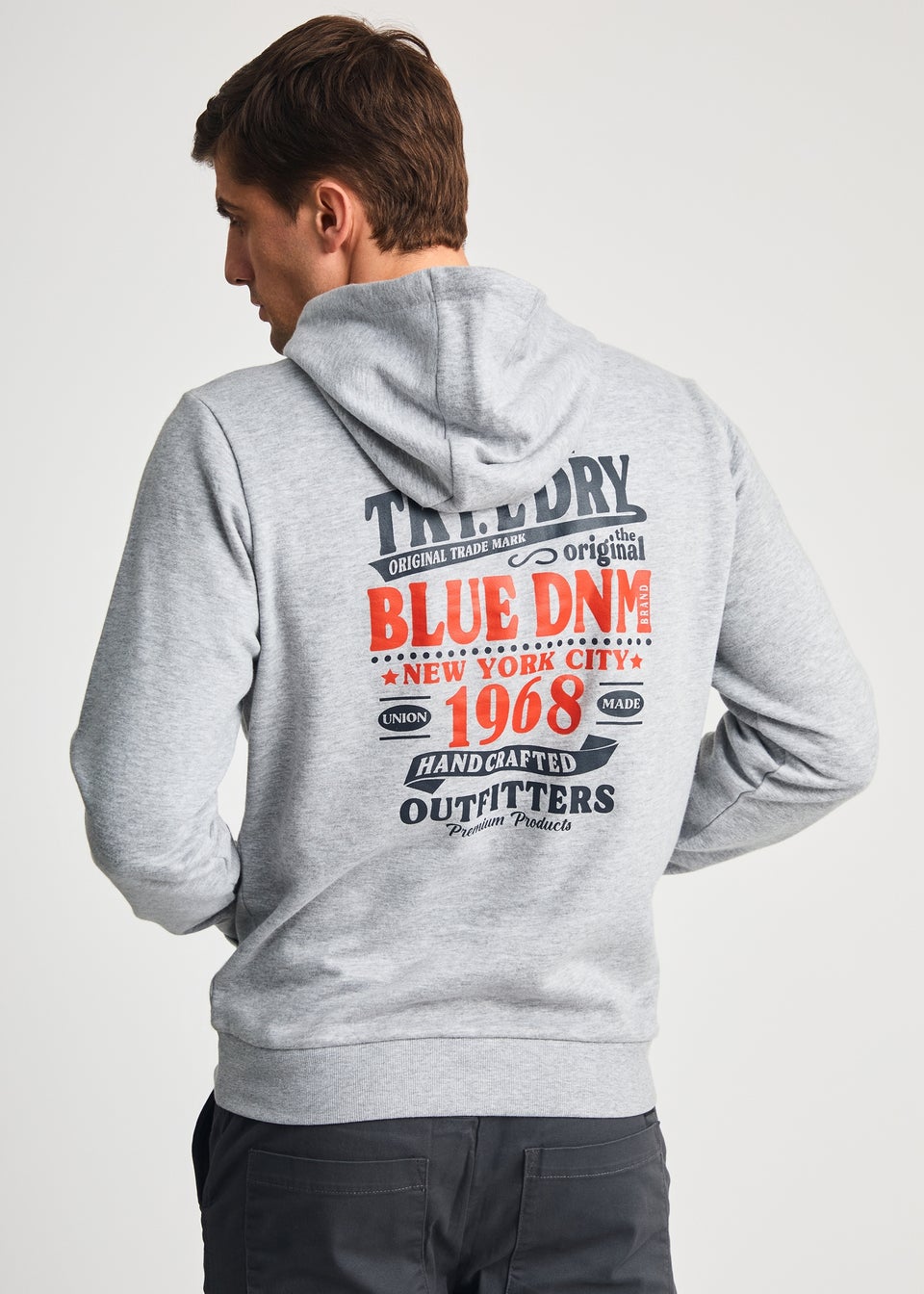 Tokyo Laundry Grey Printed Hoody With Drawcord