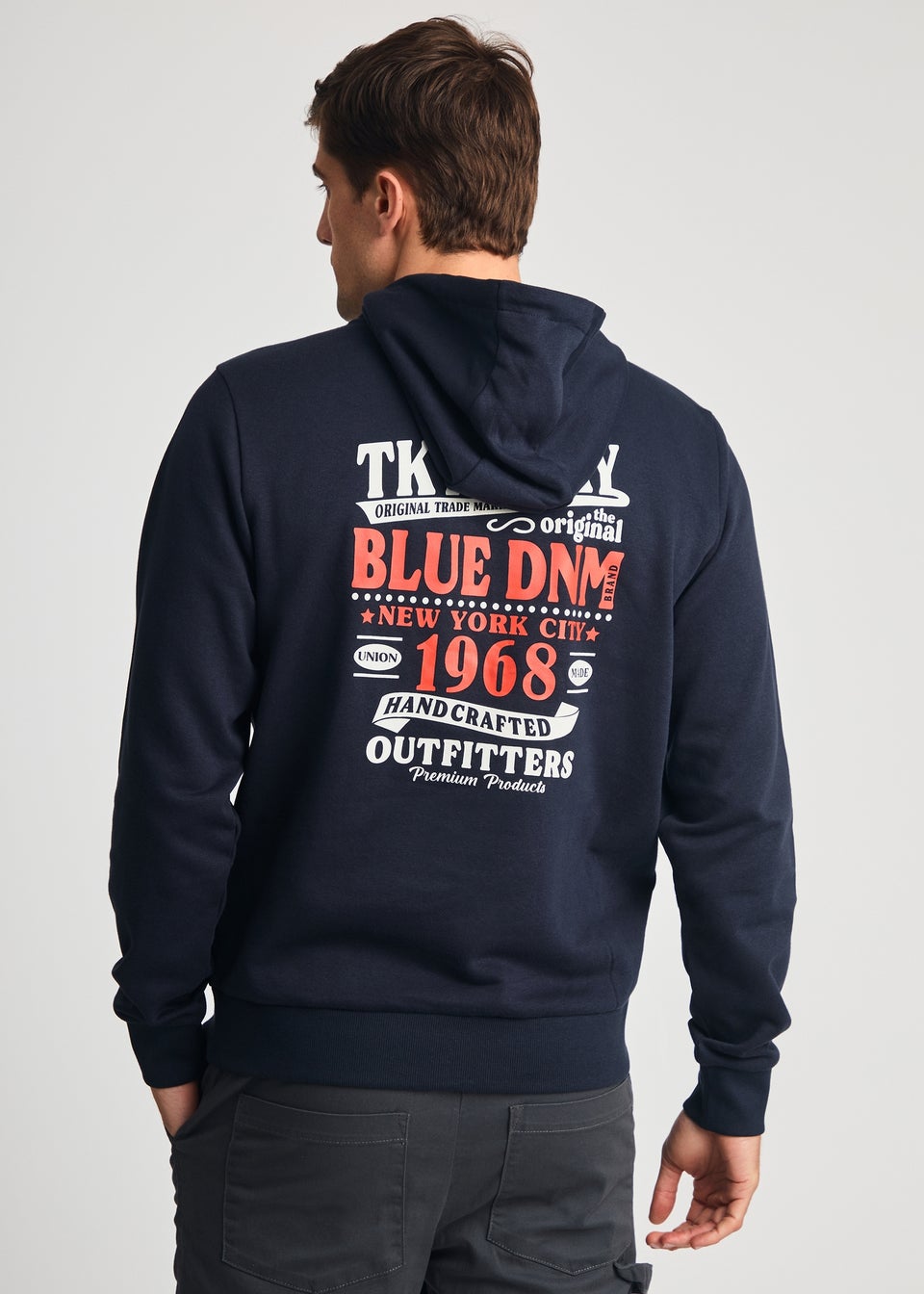 Tokyo Laundry Navy Printed Hoody With Drawcord