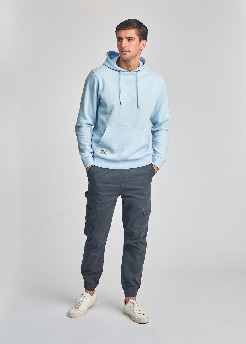 Tokyo Laundry Light Blue Printed Hoody With Drawcord