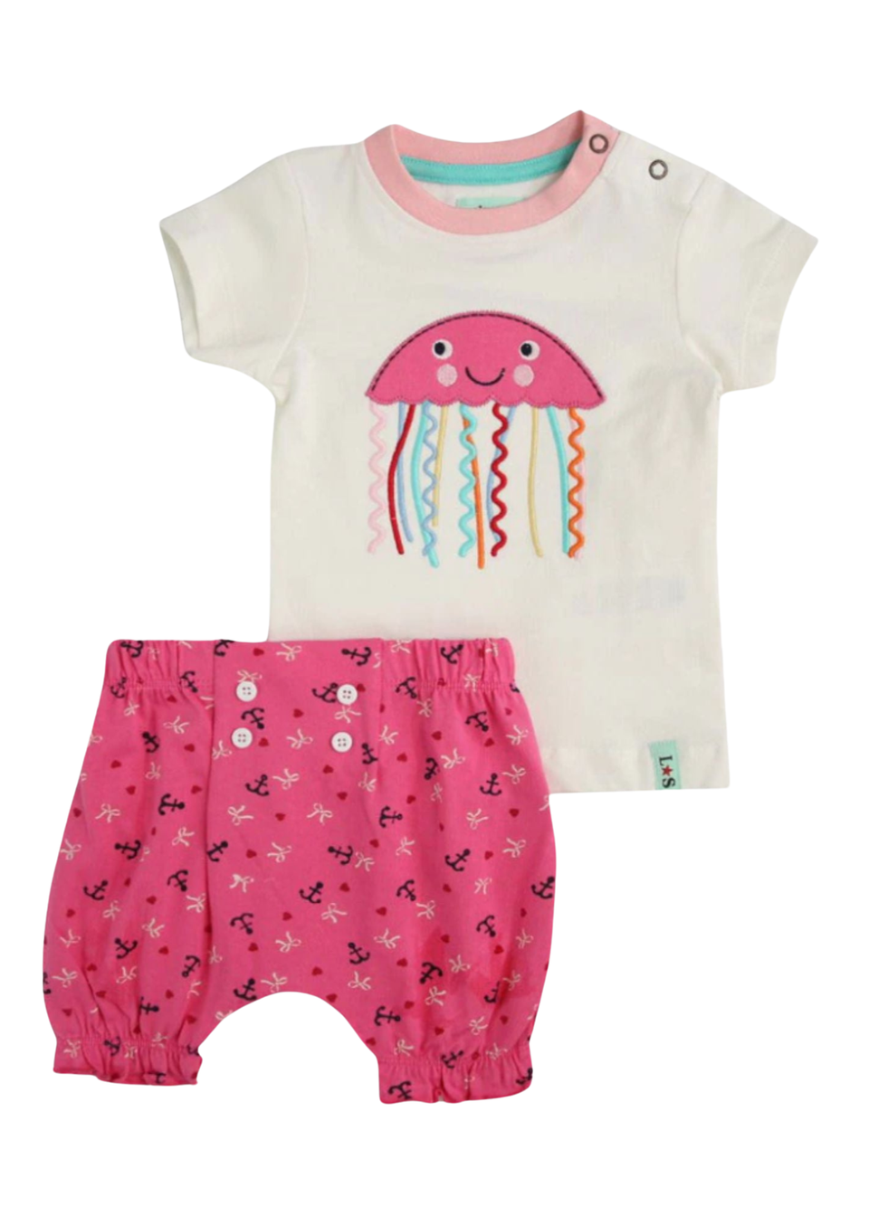 Lilly & Sid Pink Jellyfish Print Top & Short Set (0- 24 Months)