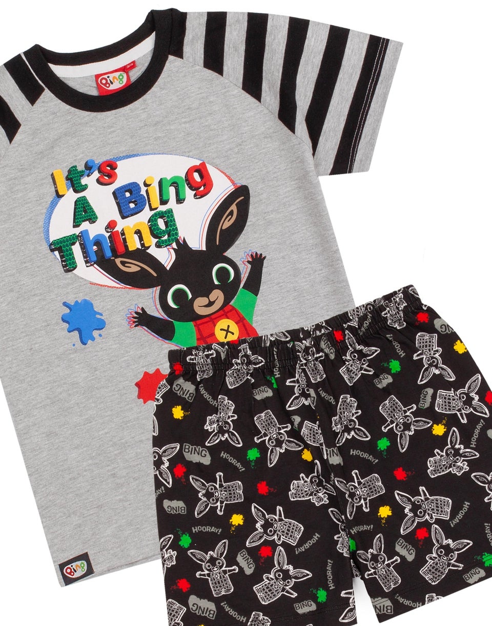 Biny Bunny Grey Kids Shortie Pyjamas (18 Months-5 Years)