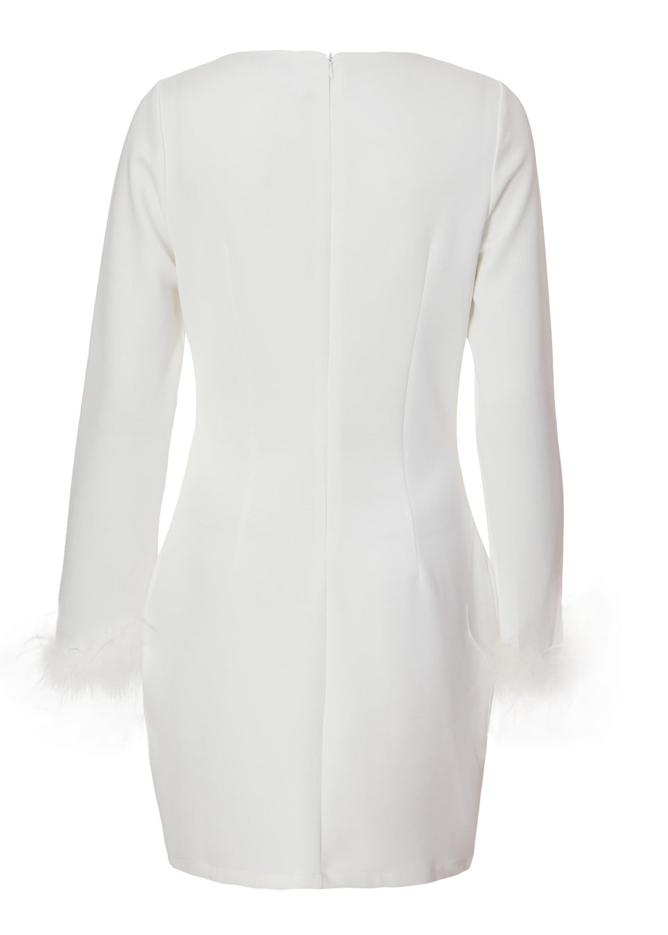Quiz White Feather Trim Mini Dress
