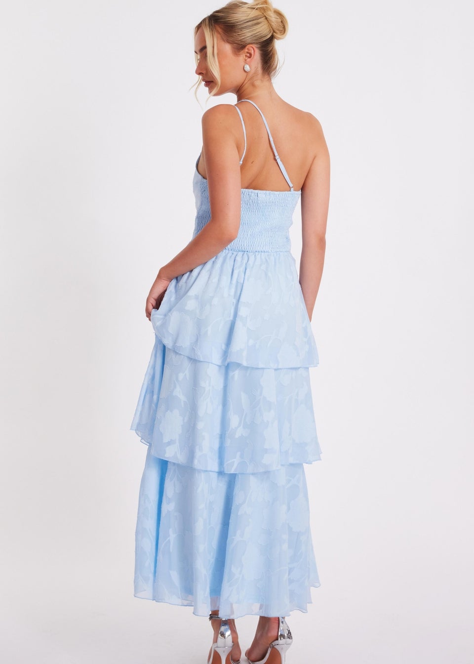 Quiz Blue Jacquard Maxi Dress