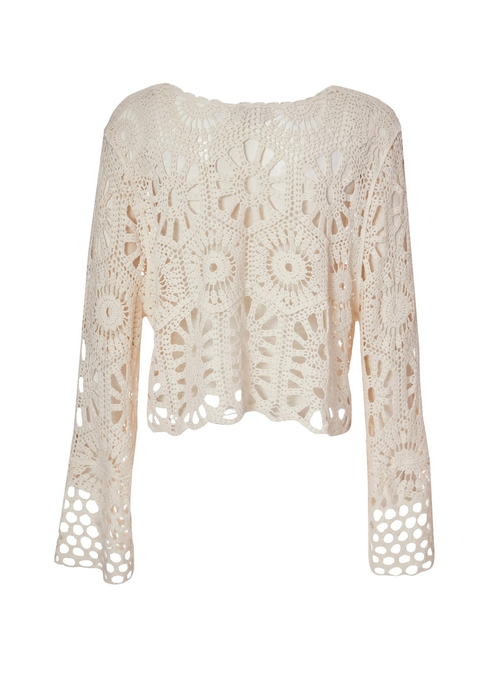 Quiz Stone Crochet Tie Front Cardigan